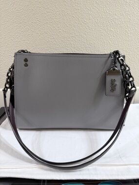 Coach 1941 Rogue Heather Greu Shoulder Bag With "C" Chain Gunmetal Hardware EUC